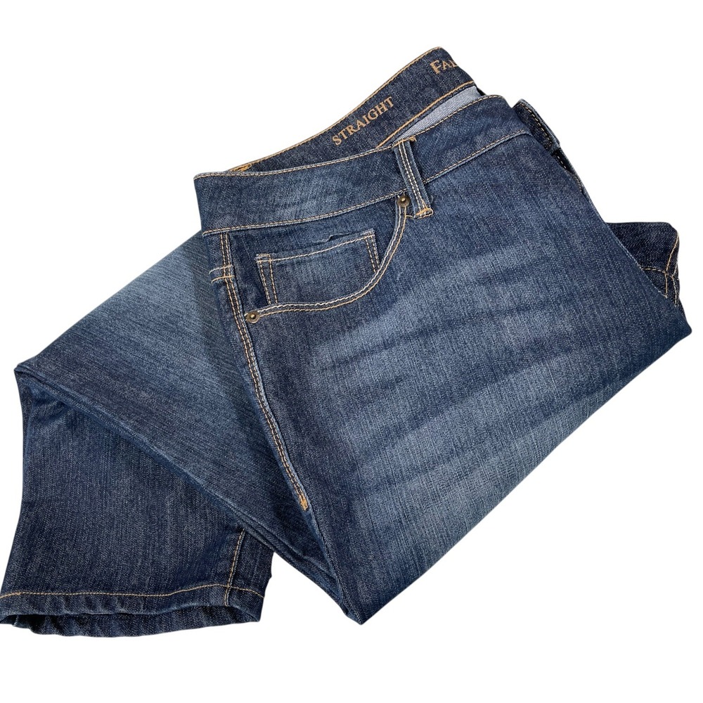 Faded Glory 18P Dark Wash Straight Leg Jeans Classic Denim Americana Casual